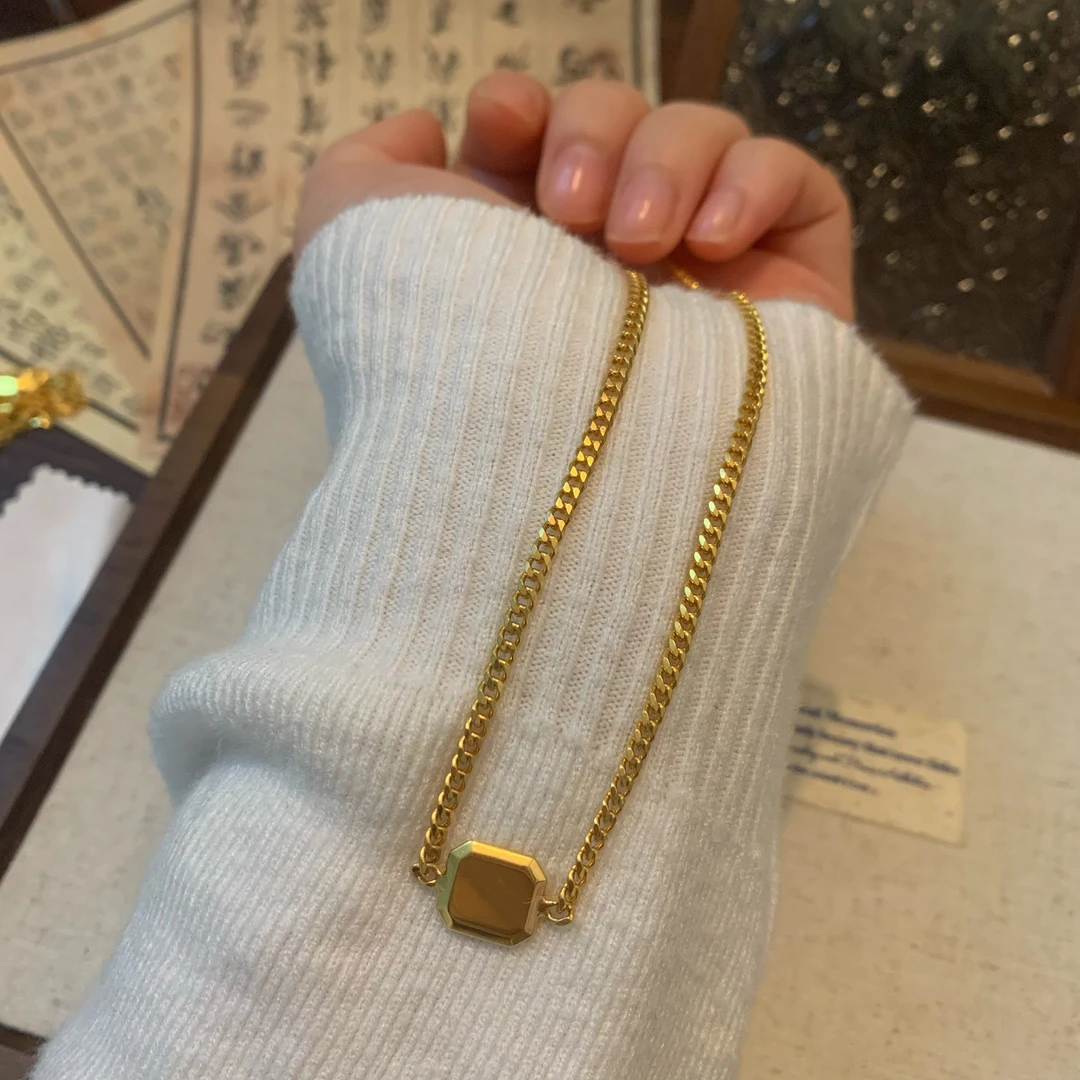 足金999 黄金5G工艺 古巴方糖时尚项链