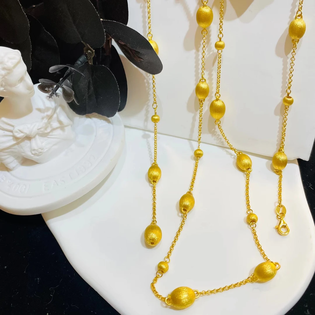 足金999 黄金5G工艺 磨砂灯笼毛衣链