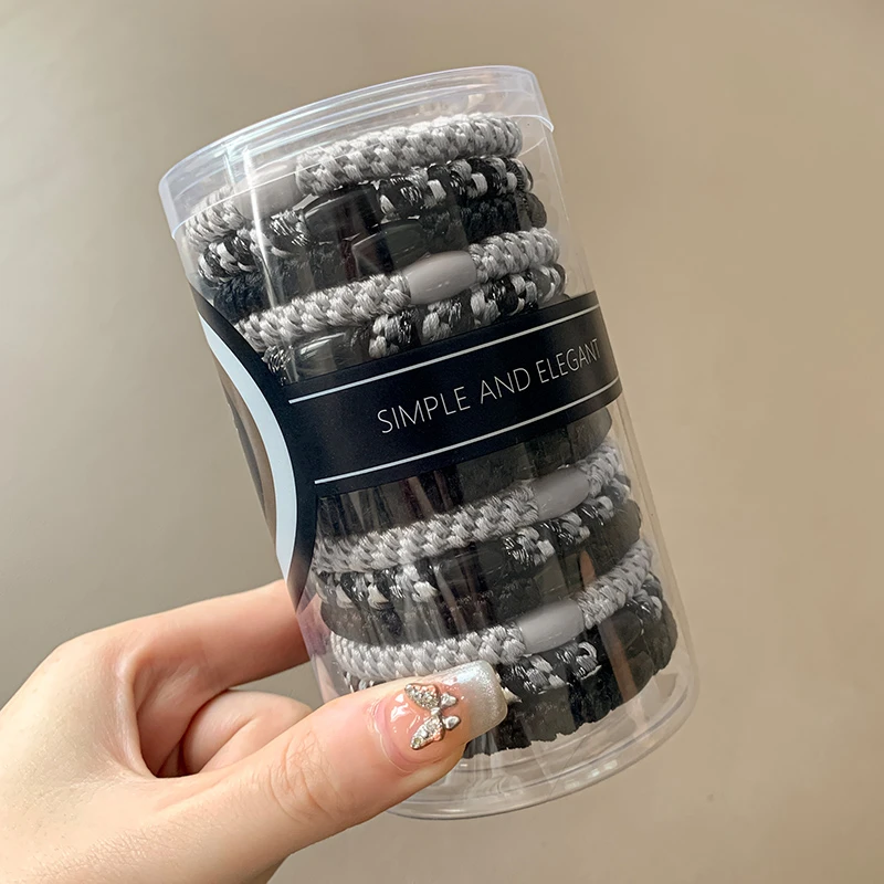 15根罐装黑色高弹力发圈女扎头发皮筋加粗头绳高马尾ins发绳头饰