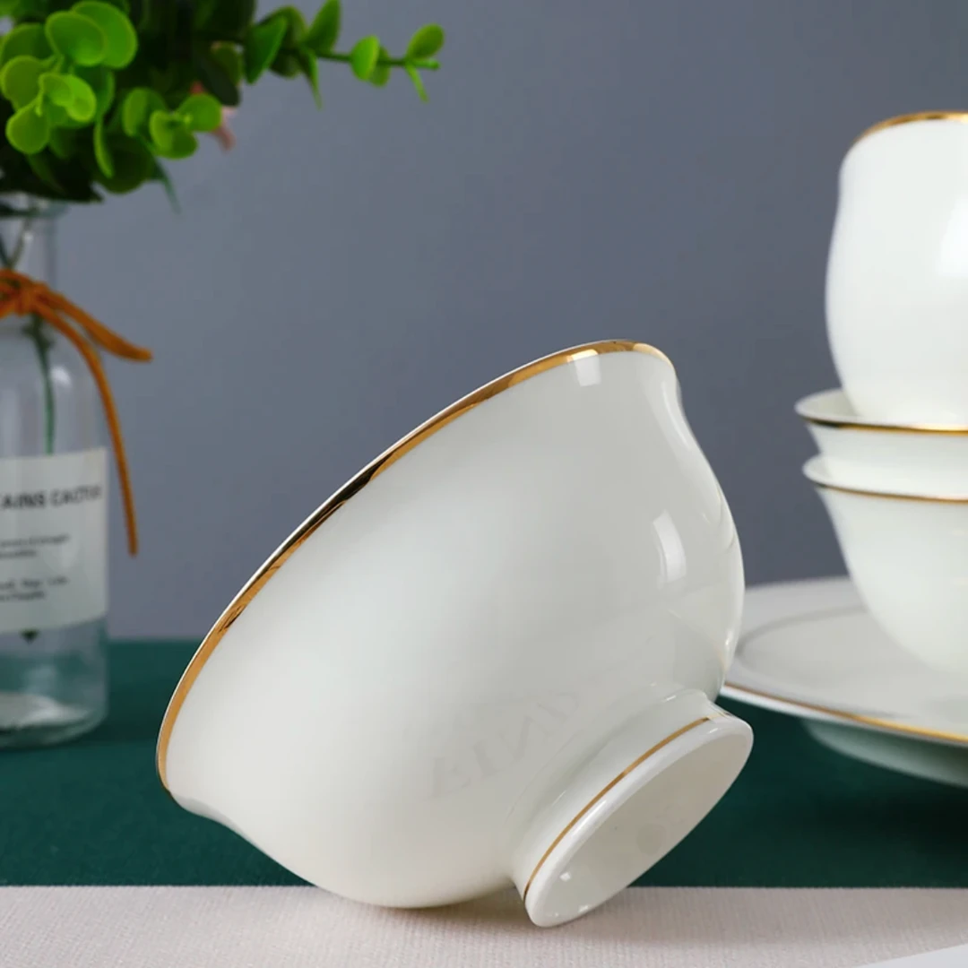 骨瓷黄金边-5寸高足碗拍一发四