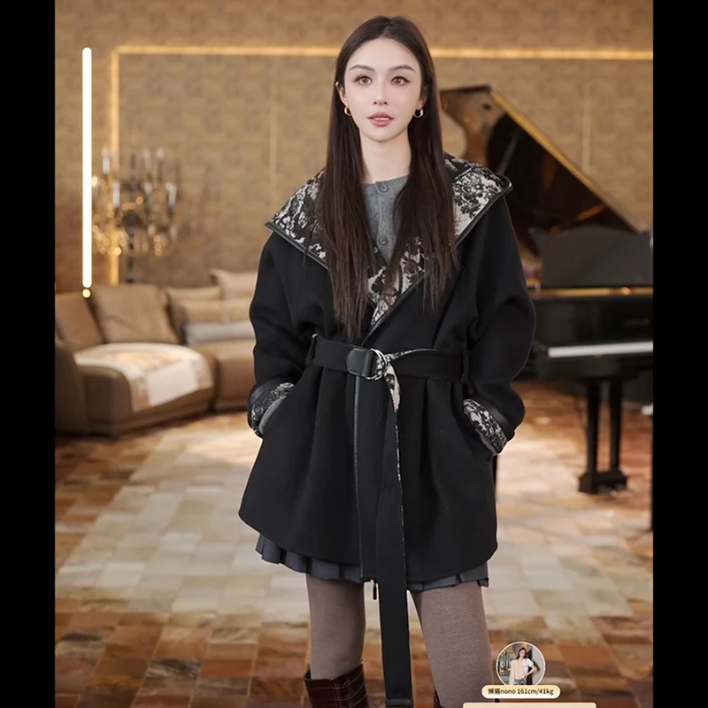 懒猫nono│Saynono 别致吸睛AB面时髦印花水墨画灵感大衣-A37824