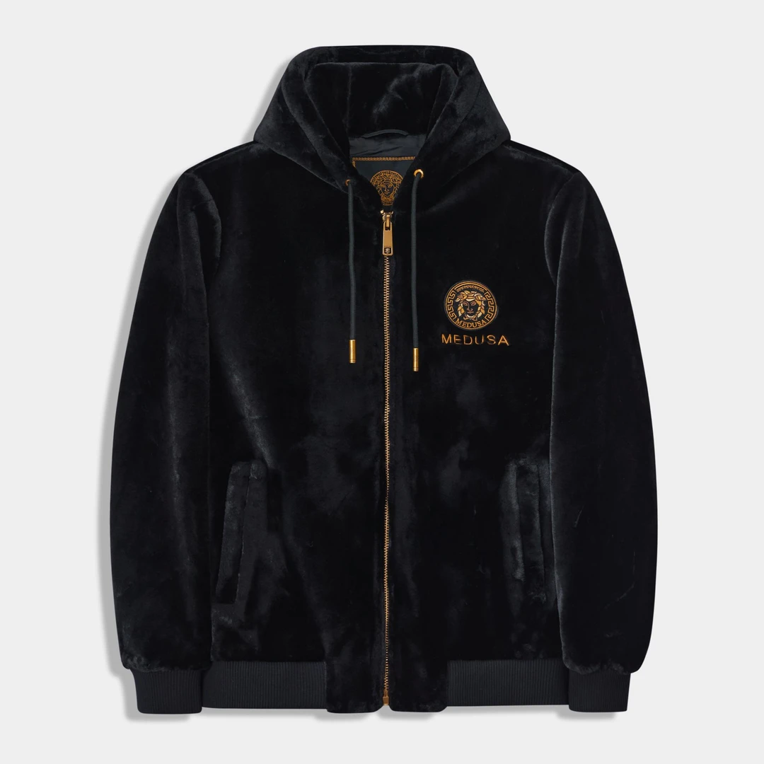 MeduSa/美杜莎男士夹克秋冬新款厚款保暖百搭大码连帽外套男24305