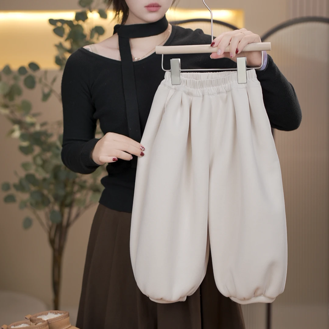 【波菜不菜】冬季新款韩版加绒加厚休闲百搭裤男女童时髦运动裤