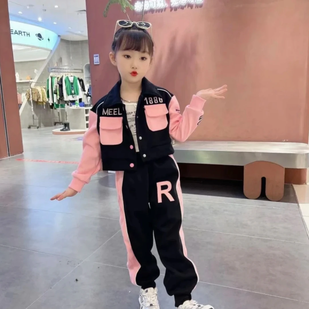 女童装春装工装休闲套装时髦洋气2025新款儿童春秋款中大童两件套