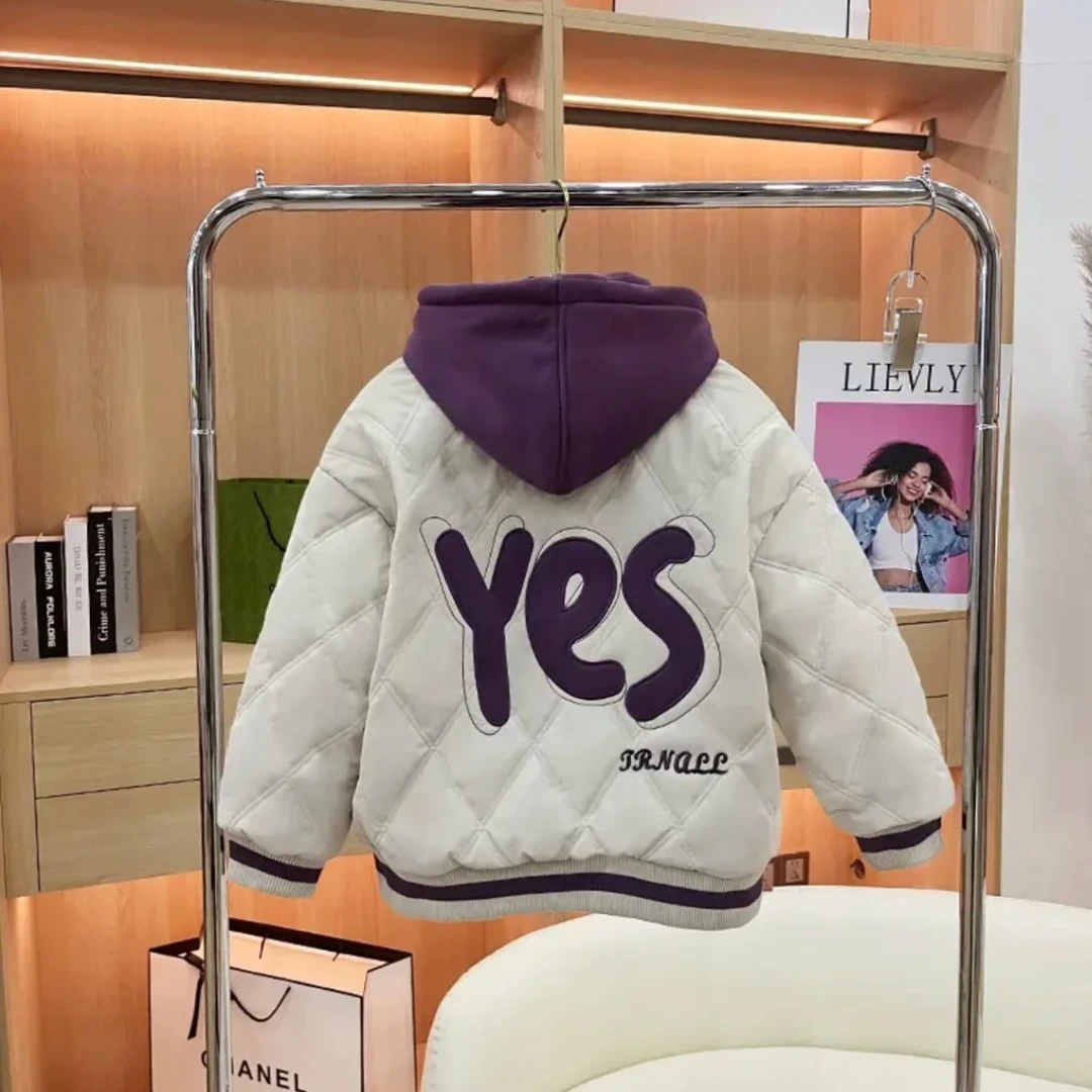 女童假两件棉服秋冬装2023新款洋气儿童冬季加厚假两件大童网红