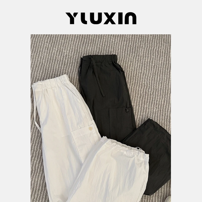 【YUUXIN】慵懒舒适感~夏季简约宽松工装直筒阔腿裤束脚长裤X