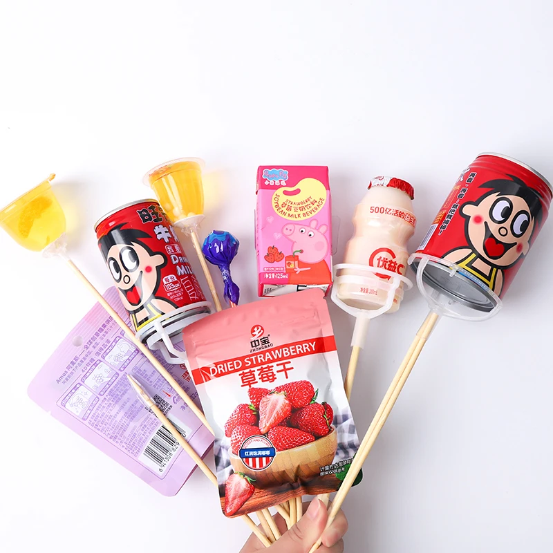 直播零食果冻旺仔固定竹签插孔胶花束辅助资材花店用品材料