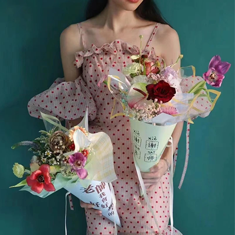 感恩教师节新款冰淇淋插花筒手工diy鲜花手提小花筒花店用品材料