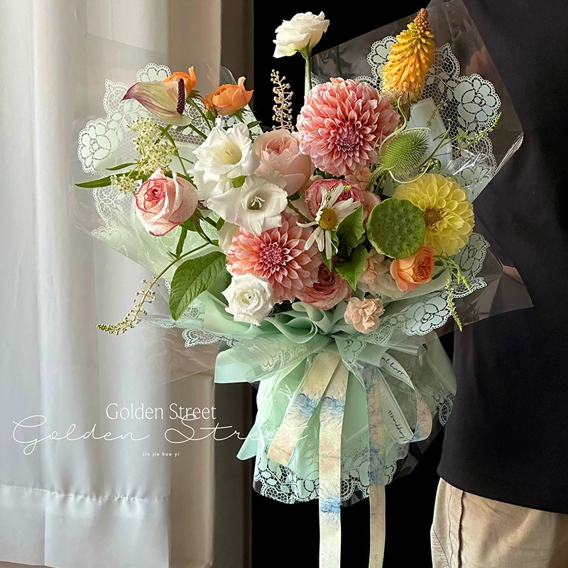 【直播】蕾丝花边雾面包装纸韩素纸韩束纸透明防水花艺包花纸