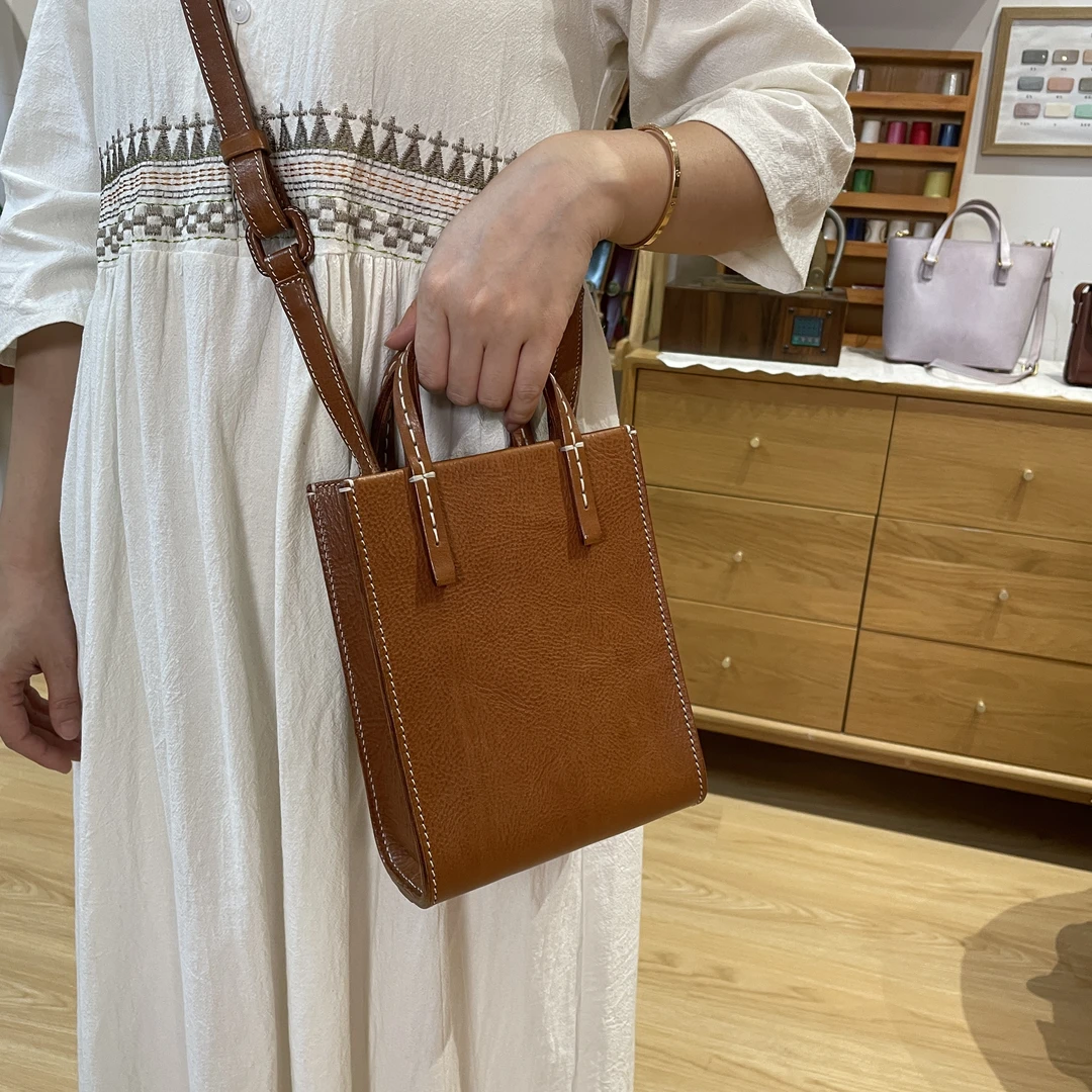 美皮匠小琴谱包Mbox头层植鞣牛皮手工蜡线缝制女真皮包包复古时尚