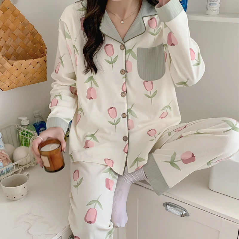 月子服春夏季薄款产后产妇3-10月份哺乳喂奶孕妇睡衣家居长袖套装