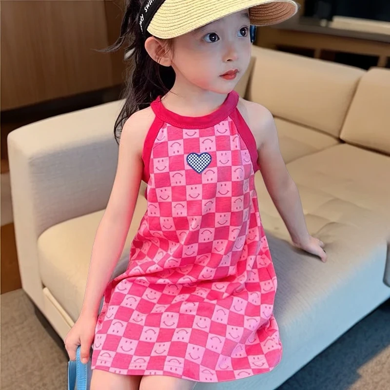 冰丝吊带裙女童公主裙夏季新款中大童连衣裙女宝儿童套装睡裙洋气