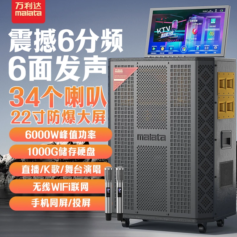 malata/万利达A8专业卡拉ok一体机广场舞家用户外K歌音响舞台音箱