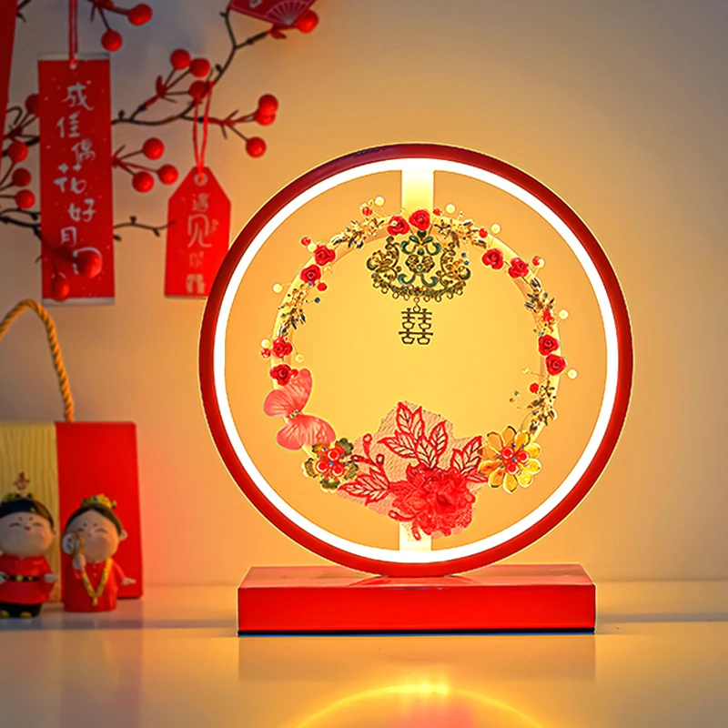 结婚台灯卧室国潮婚房灯新娘陪嫁灯婚庆红色创意长明灯新婚礼物灯