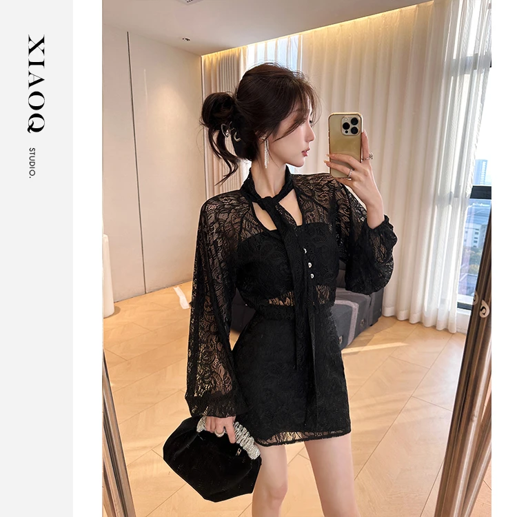 【小Q家】93646蕾丝性感包臀连衣裙T