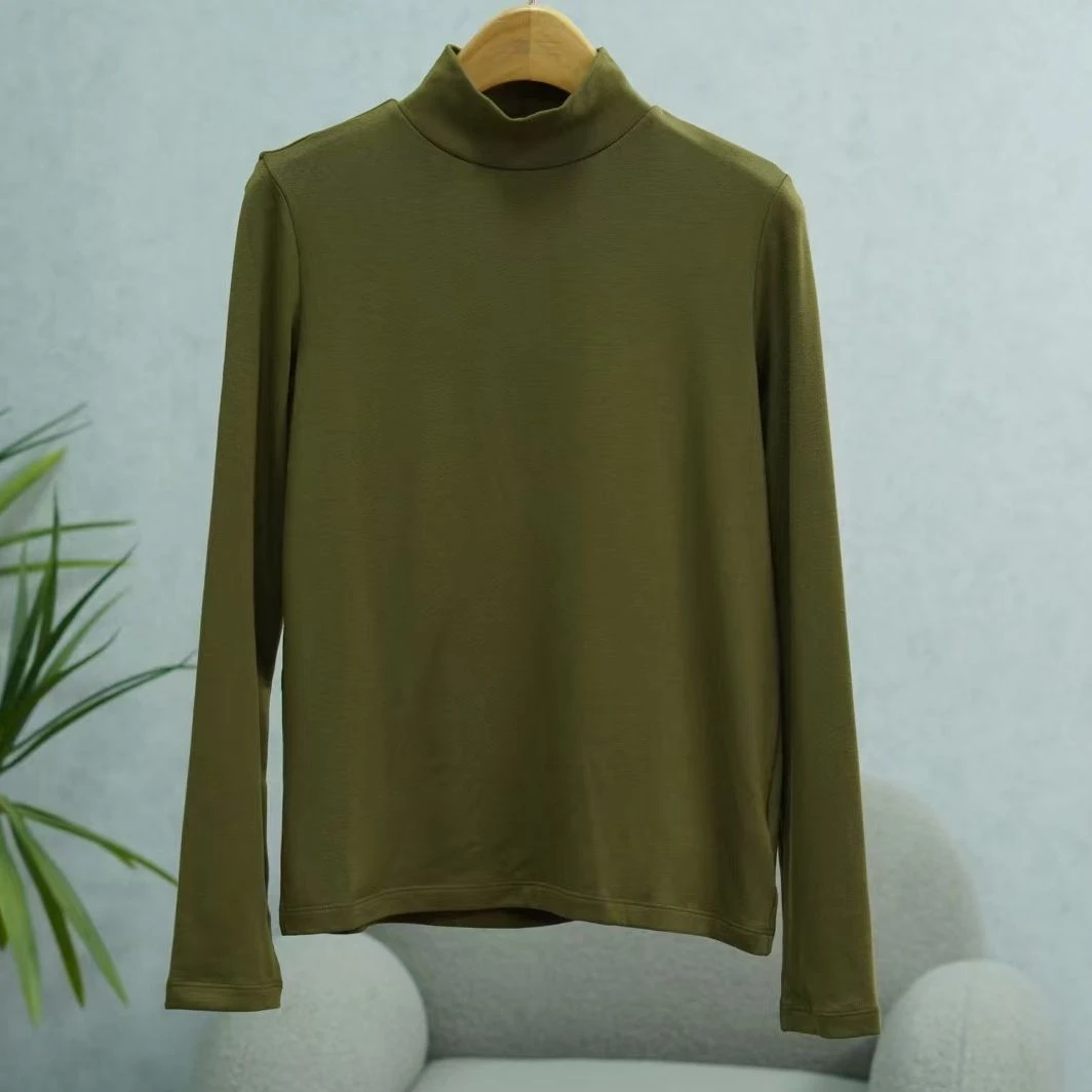 枺系列   WZ1193   女装时尚撤柜高领打底衫卡其绿A8422003