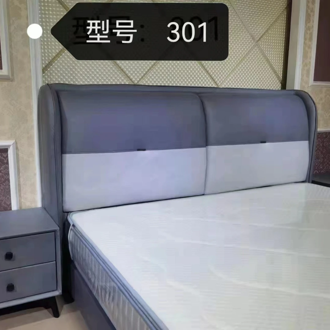 多种样式优惠经济大床带半棕半簧床垫+两个加大号床头柜简约双人