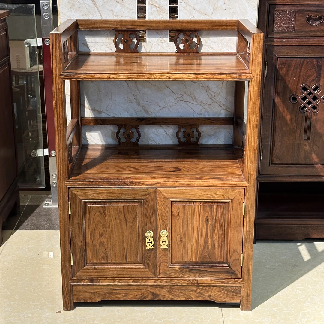 明式檀香茶水柜置物架收纳柜茶叶柜储物柜 长60宽38高88博物架