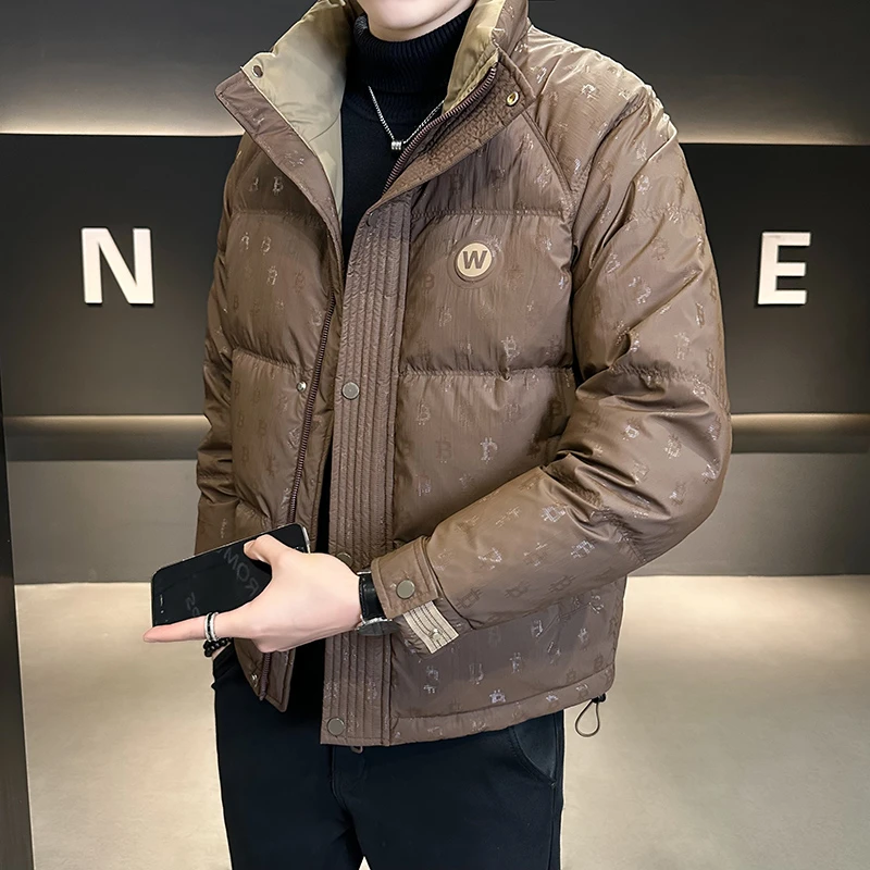 痞帅羽绒服男士短款冬季2024新款帅气潮牌韩版加厚立领外套男冬装