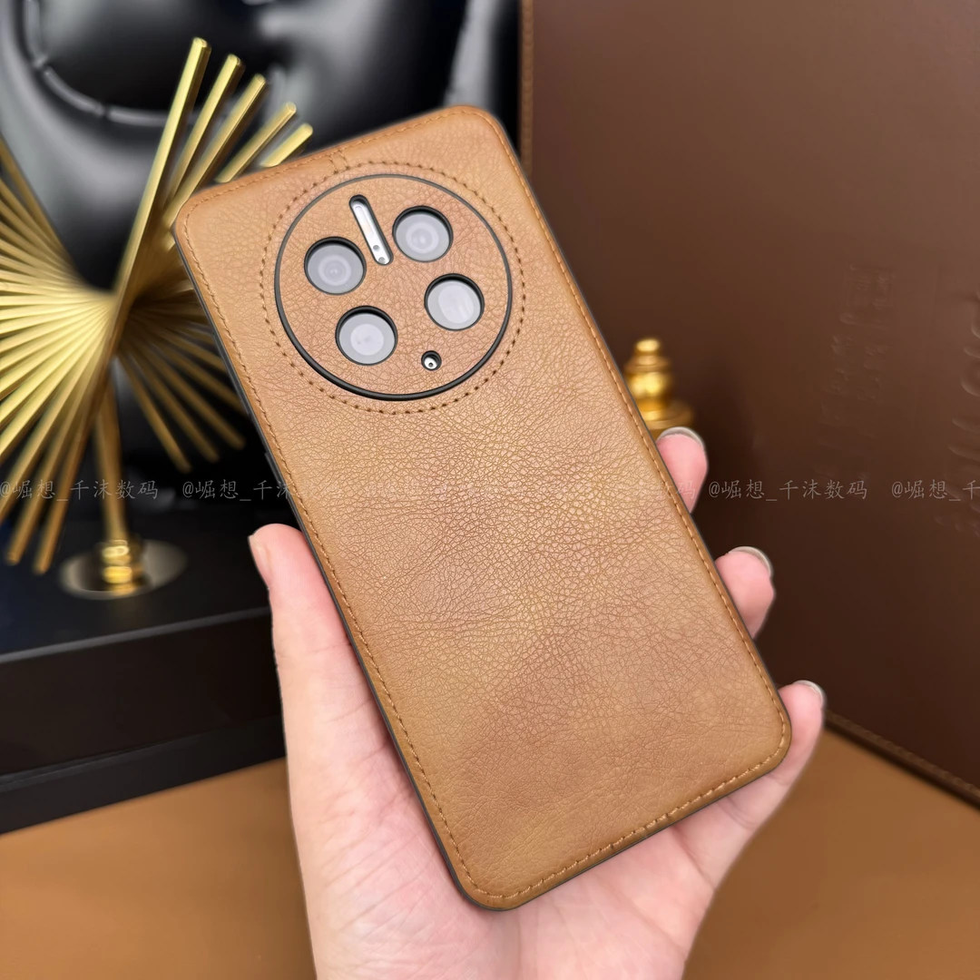 【高档皮革+镜头全包】适用于华为Mate50Pro手机壳防摔牛皮纹商务