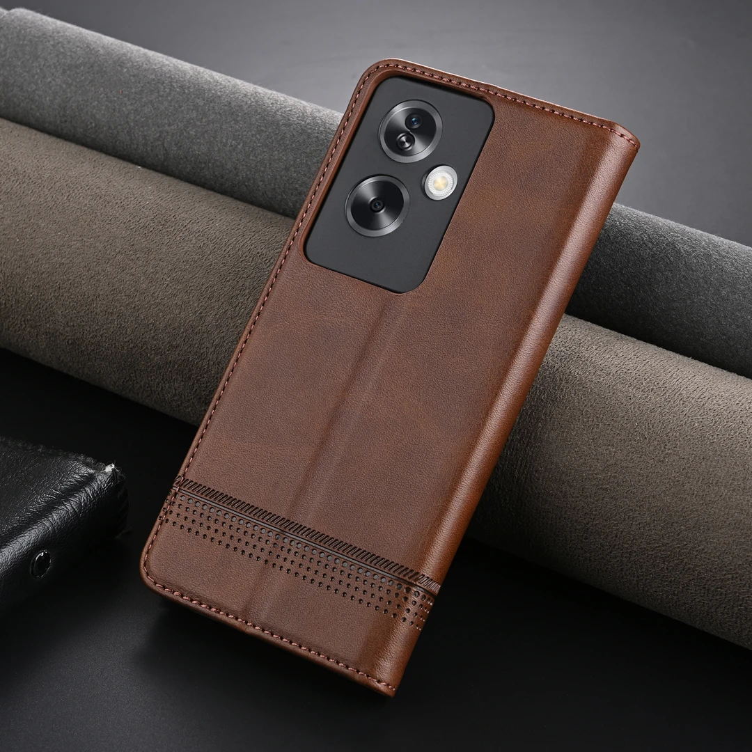 【高档牛纹+磁吸翻盖皮套】适用OPPOA2手机壳男女商务全包防摔