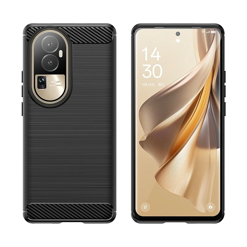 适用OPPOReno10/Pro/+碳纤纹拉丝手机壳【四角防摔+手感舒适】