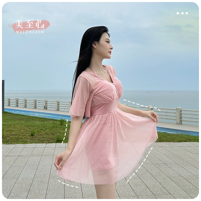 200斤大码泳衣遮肚显瘦胖mm加肥加大女t遮肉平角游泳衣泡温泉专用