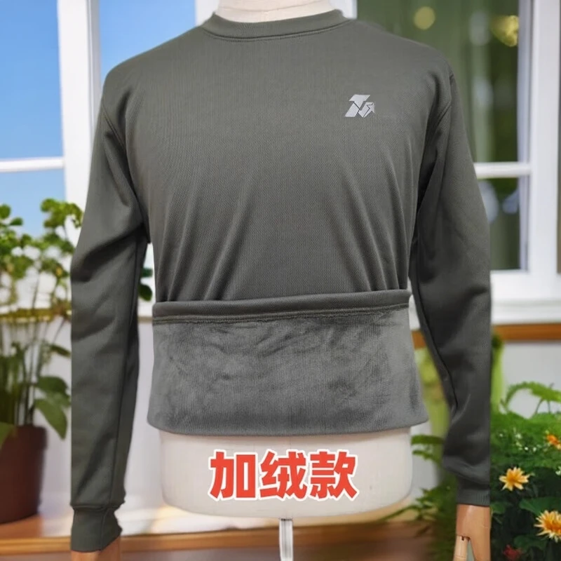 新式秋冬季体能服反光标灰色长袖速干大码舒适圆领衫保暖加绒加厚