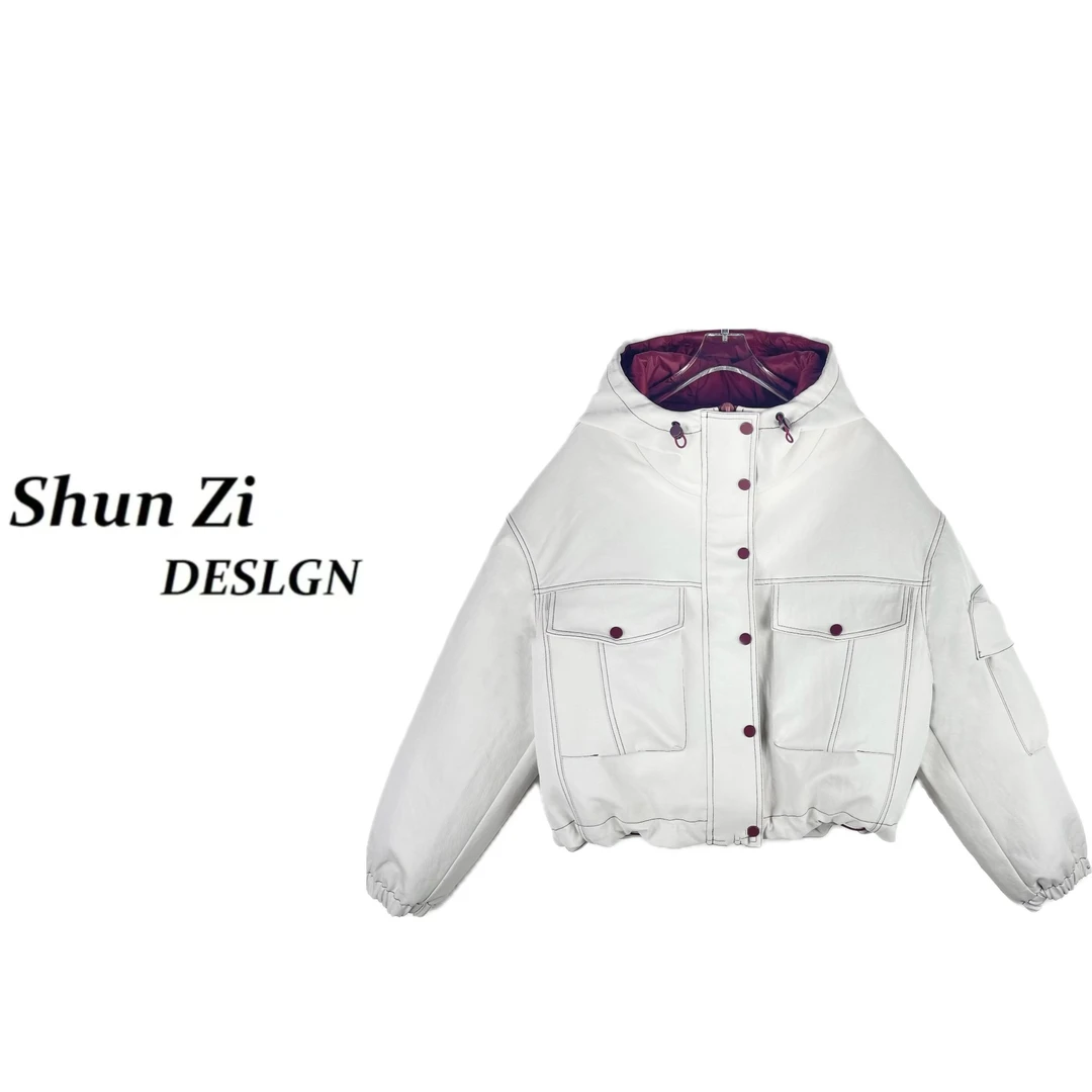 顺子/SZ6736-2 【工装羽绒】冬季原创明线设计潮流撞色拼接羽绒服