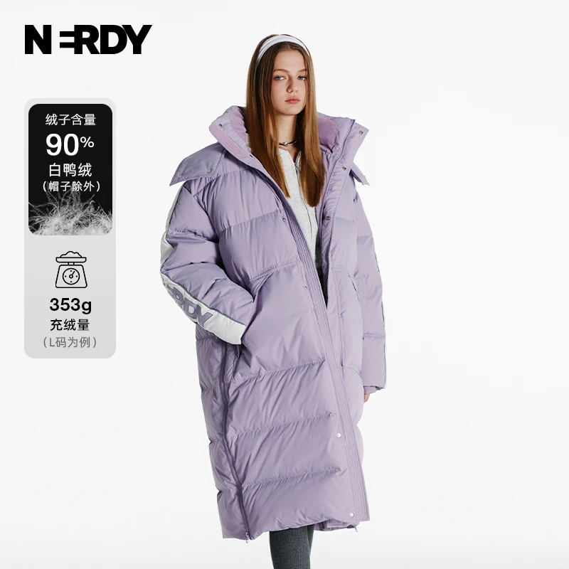 NERDY2024冬季经典biglogo系列情侣宽松休闲保暖羽绒服外套女
