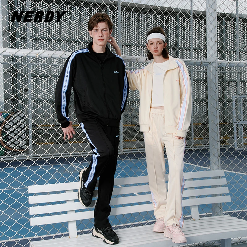 NERDY新风潮2023秋季新款宽松休闲运动服裤子套装情侣同款