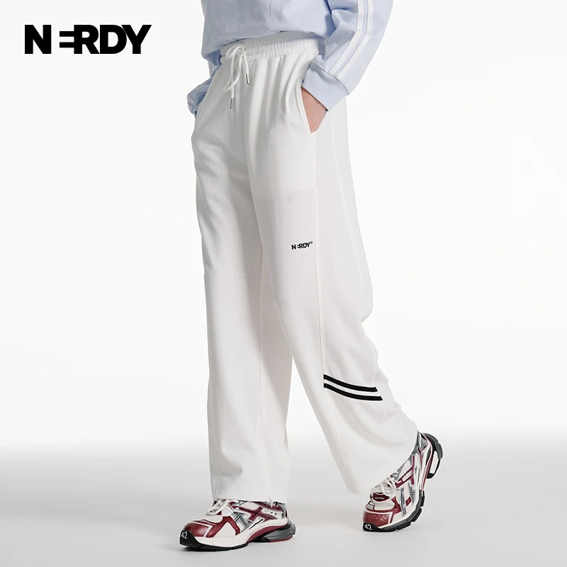 NERDY夏季新品褶皱肌理休闲长裤情侣同款运动百搭裤子女潮