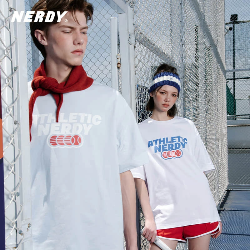 NERDY夏季新款网球系列情侣装短袖宽松休闲T恤女上衣百搭潮流