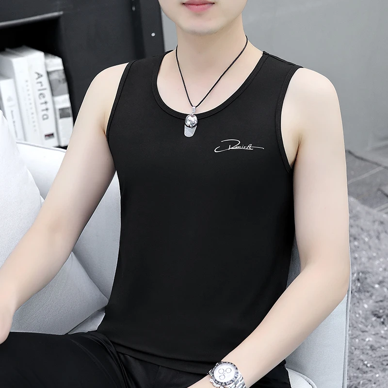 纯棉男士背心夏季跨栏运动内穿春秋打底健身无袖白纯棉青年汗衫