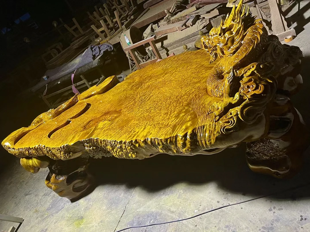 黄金樟实木根雕茶桌茶台满瘤自然造型