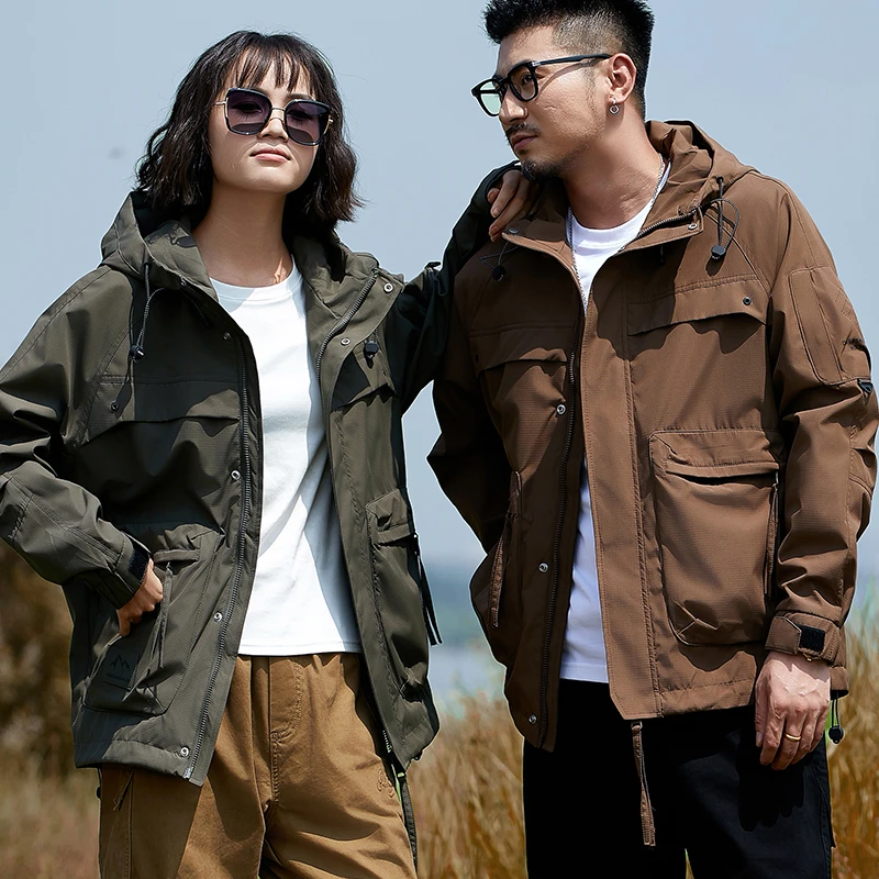 潮掌柜时尚舒适情侣夹克潮流百搭男连帽多口袋夹克外套休闲男外套