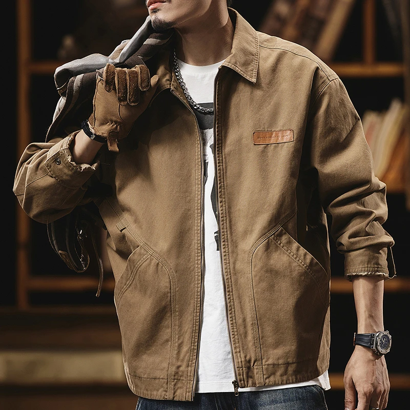 潮掌柜精梳棉工装夹克外套百搭复古外套轻磨毛休闲男春秋款外套男