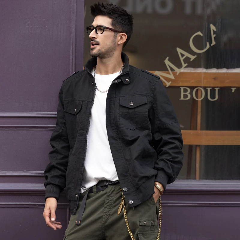 潮掌柜户外大码百搭秋冬夹克外套复古休闲百搭男外套潮流立领男装