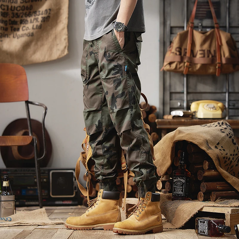 【潮掌柜】美式复古2023年春夏季爆款工装裤多口袋迷彩水洗休闲裤