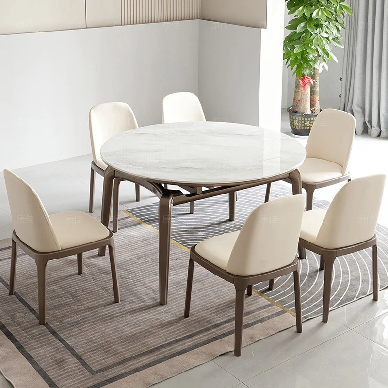 岩板餐桌北欧方圆两用家用饭桌网红爆款伸缩轻奢可伸缩自动圆形