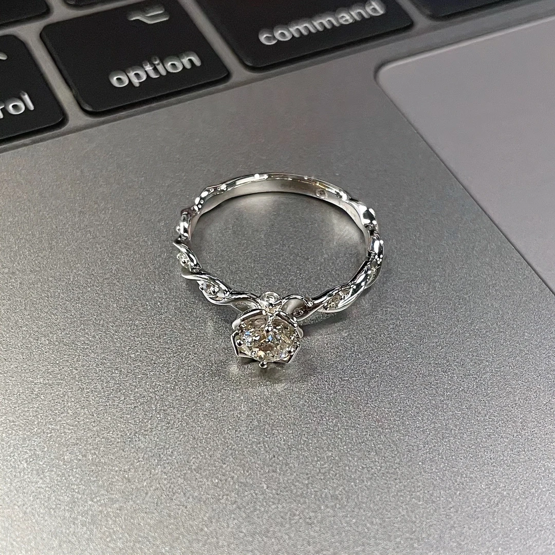 925银莫桑石戒指 【海洋女神】钻时尚首饰手工轻奢小众百搭饰品高级