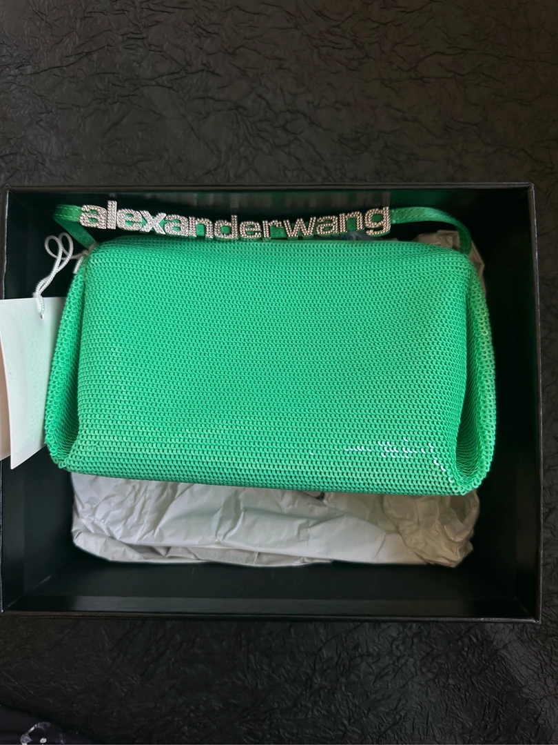 全新未使用 Alexander McQueen/亚历山大·麦昆 满钻亮片绿色手提