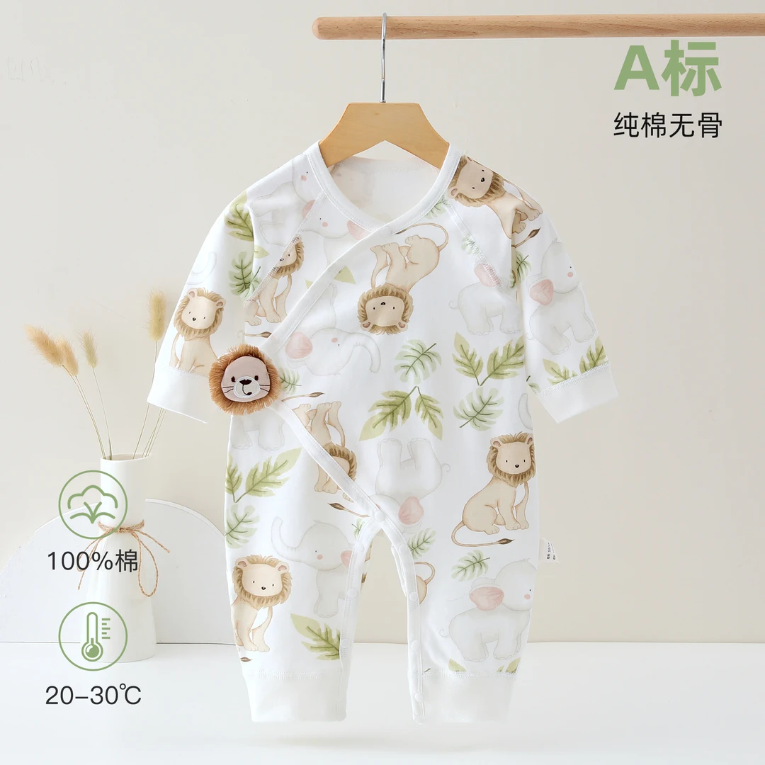 新生儿衣服纯棉蝴蝶衣春秋款长袖连体衣刚出生宝宝和尚服打底衣服