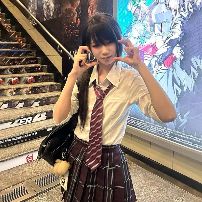 东京岁时记jk制服百褶裙原创校供感甜美可爱半裙赤鸢青雾格裙套装