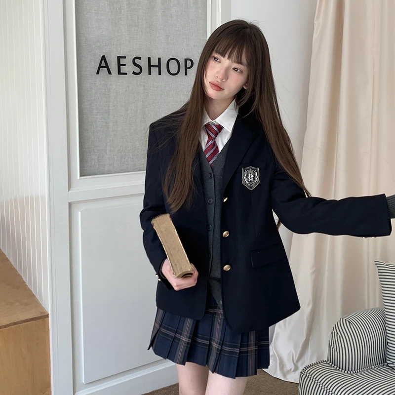 东京岁时记jk制服日系校供感西服女秋学院风西装布朗茶茶绀色套装