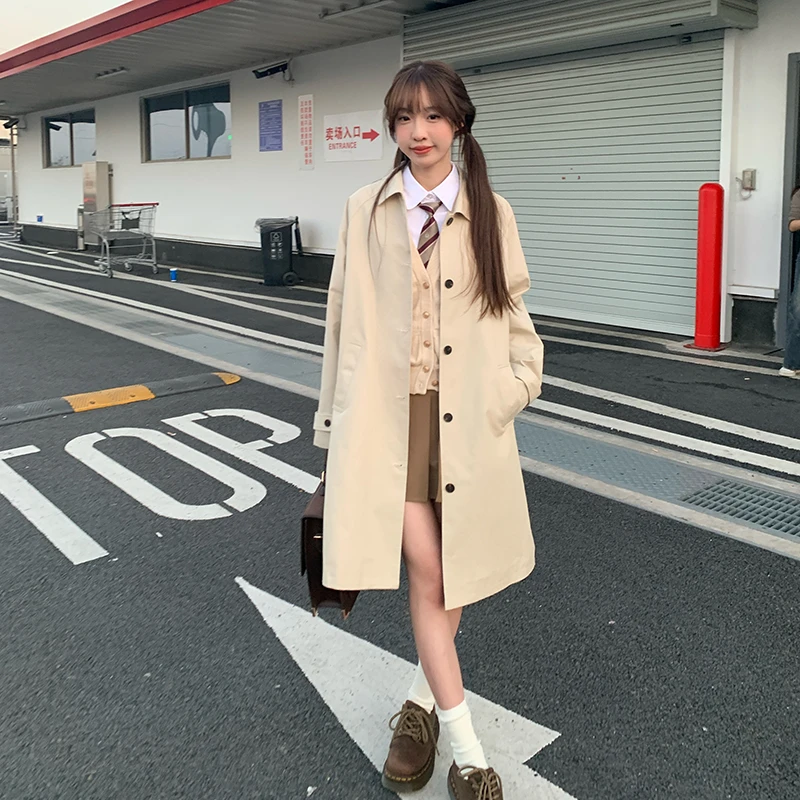 摩卡时光卡其色风衣女中长款轻职风外套小个子春秋季东京岁时记JK
