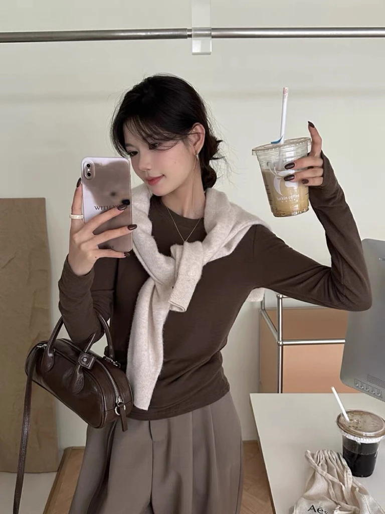 【柔软打底】秋冬必备的一件超柔超软弹力打底上衣长袖