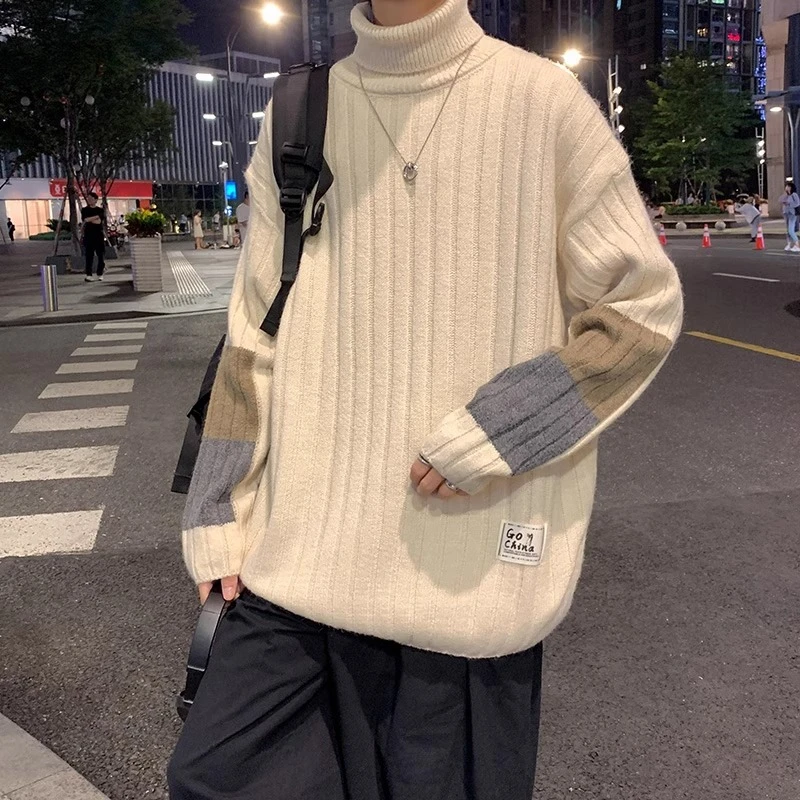 【稻草人】高领毛衣慵懒感盐系男友秋季新款外套港风日系帅气针织衫