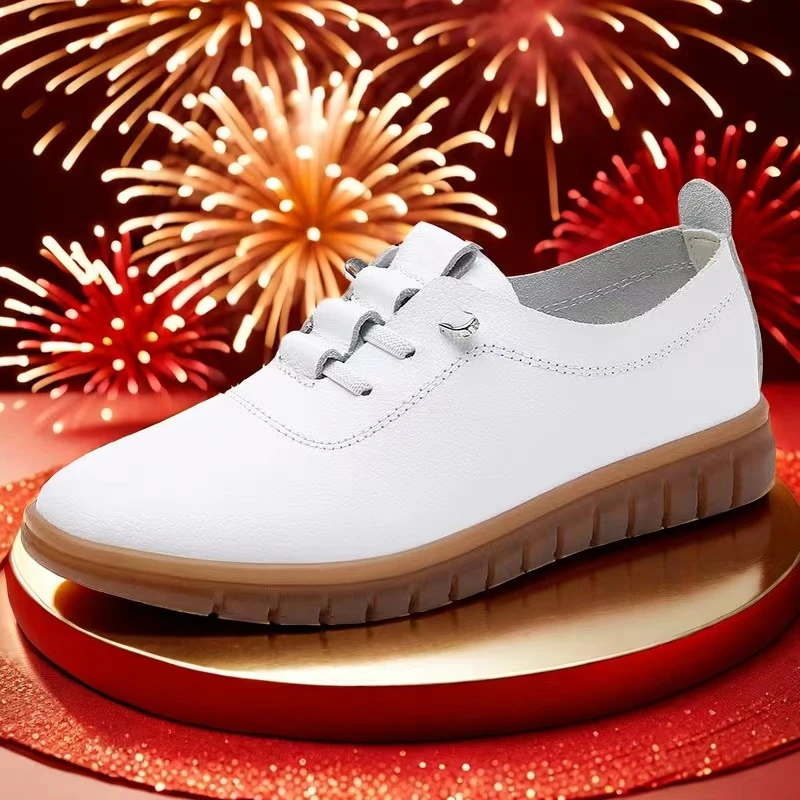 真软皮鞋！牛筋底懒人一脚蹬防水防滑厨房鞋女士平底工作鞋皮鞋XG2