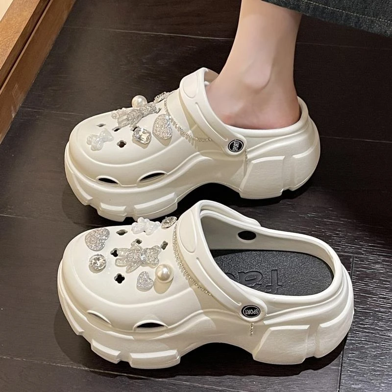 日本代购GP超厚底洞洞鞋女款外穿防滑松糕包头沙滩凉鞋女夏季2023